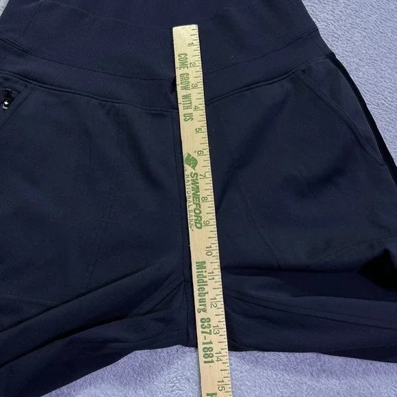 Athleta Venice Velvet Stripe Jogger Black Womens Size M Ribbed Waist Zip Pockets - Picture 7 of 16